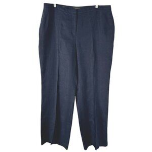 Talbots Curvy Linen Pants Size 16‎ Navy Blue Solid Office Work Career PT-2345